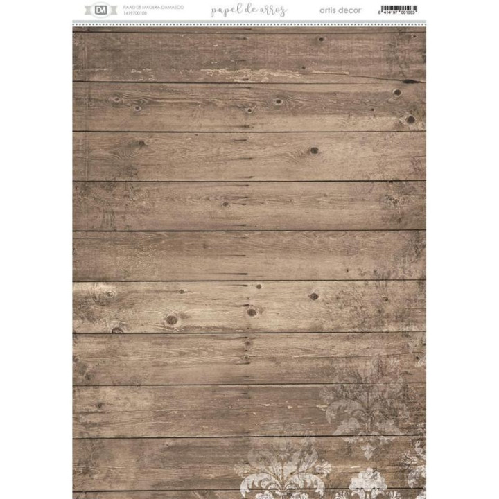 Papel Arroz Dec. Adhesivo Artis Decor 29.7X42Cm. Madera Damasco