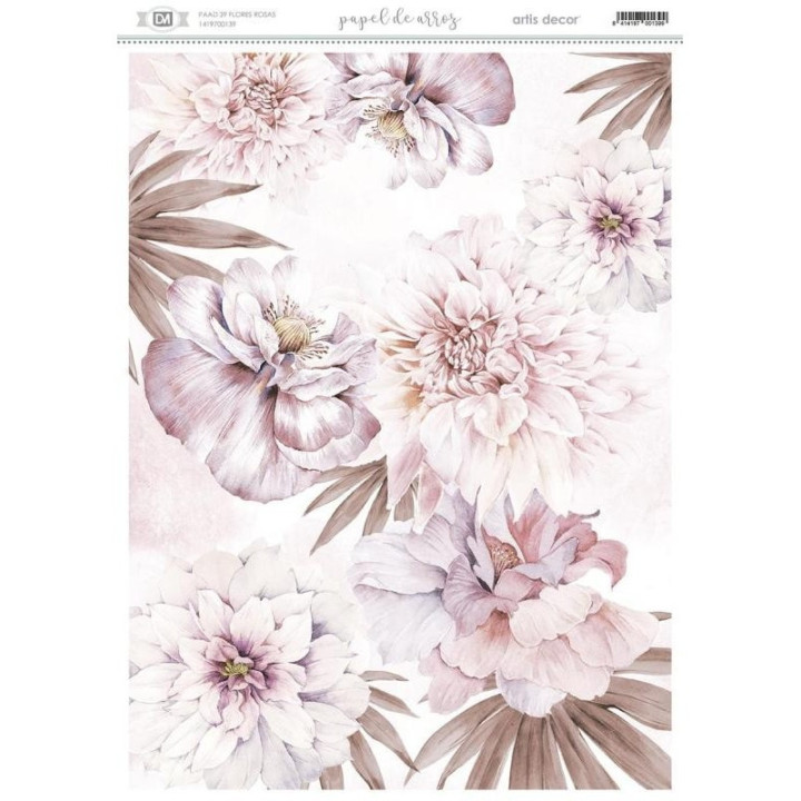 Papel Arroz Dec. Artis Decor 29.7X42Cm. Peonias Rosas