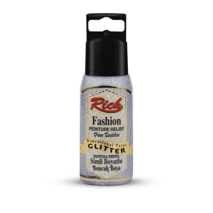 Pintura Dimensional Glitter Rich 60cc. Silver