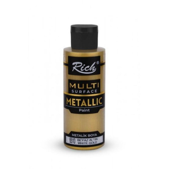 Pintura Multisuperficie Metalica Rich 120cc. White Gold