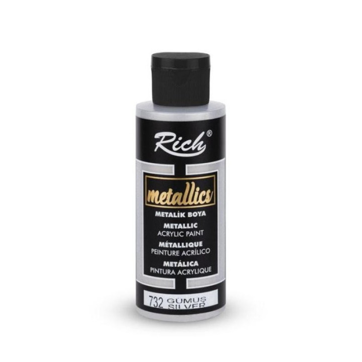 Pintura Metallics Acrylic Rich 120cc. Silver