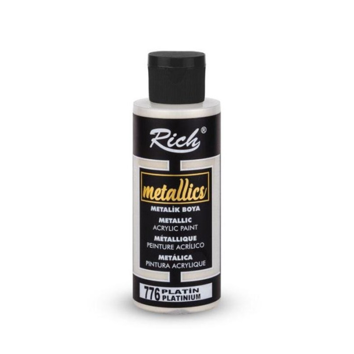 Pintura Metallics Acrylic Rich 120cc. Platinum