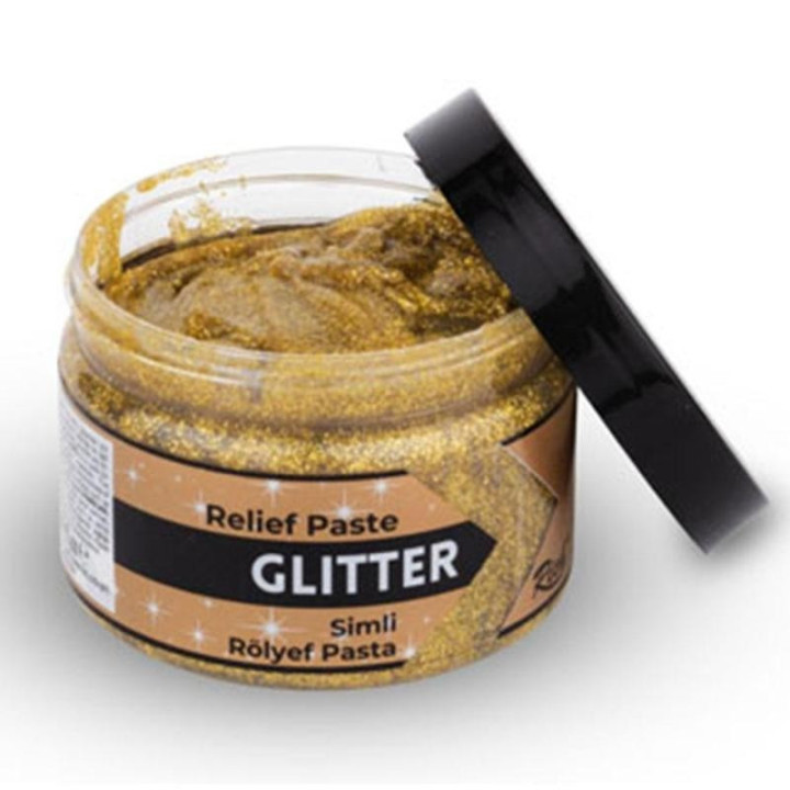 Pasta Relieve Glitter Rich 150cc. Gold
