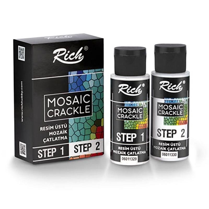 SET MOSAIC CRACKLE (Craquelador) PASO 1 (60cc) + PASO 2 (60cc.) RICH